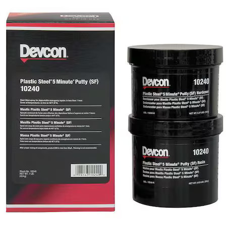 Devcon 10240 Putty, 1 Lb Container Size, Can, Plastic Steel, Dark Gray Devcon 10240 Putty, 1 Lb Container Size, Can, Plastic Steel, Dark Gray
