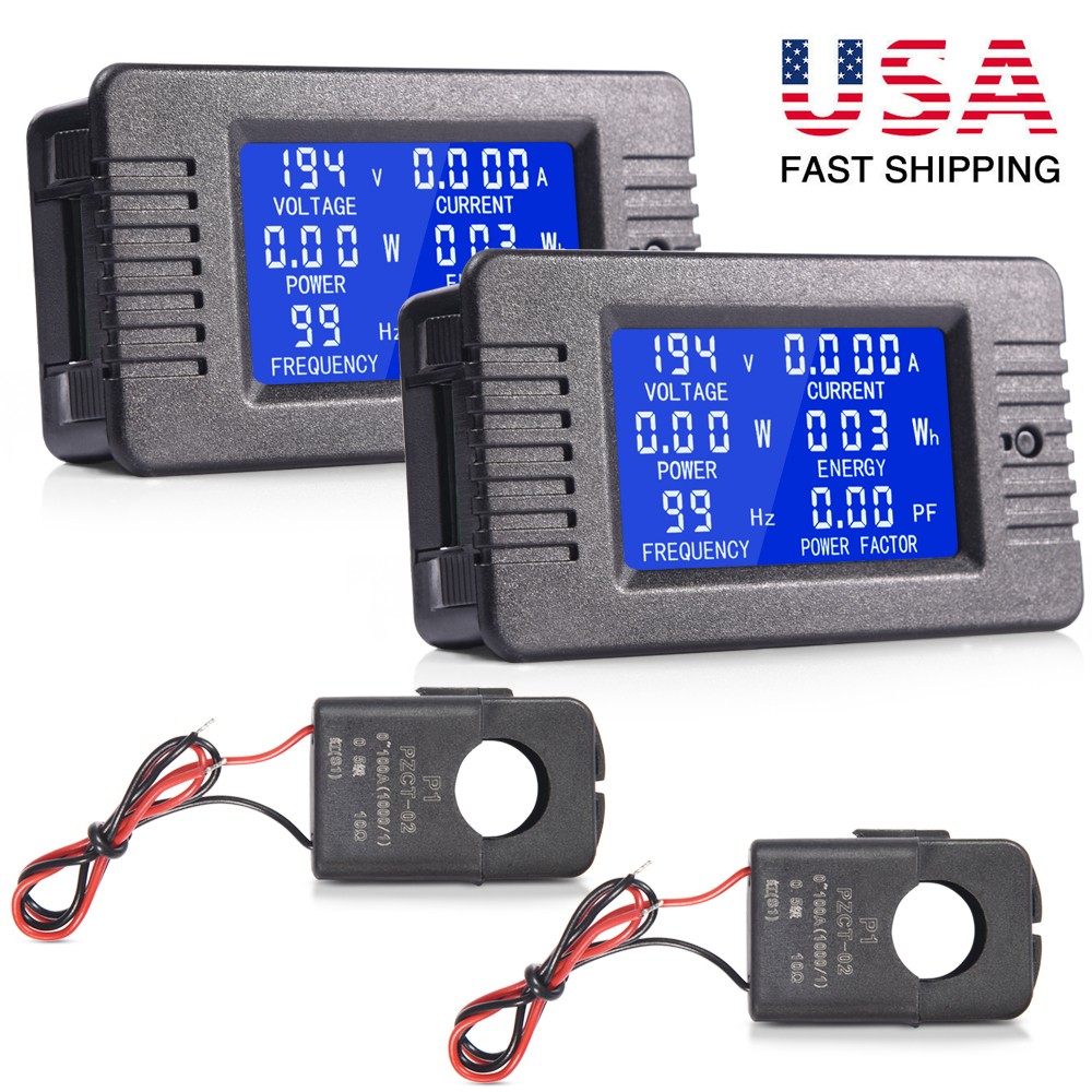 2X AC Digital Multimeter Ammeter Voltmeter LCD Display 80-260V 100A Energy Power 2X AC Digital Multimeter Ammeter Voltmeter LCD Display 80-260V 100A Energy Power