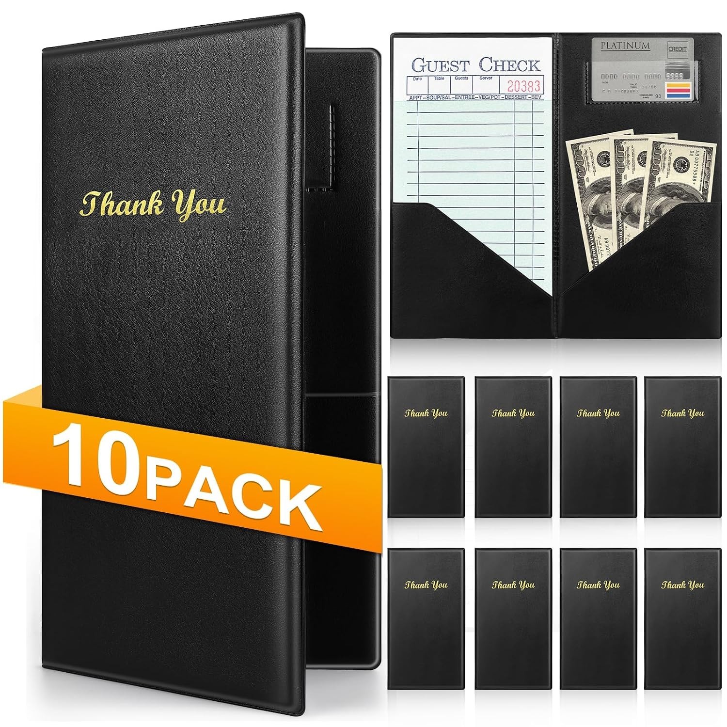[10 Pack] Server Books Check Presenters for Waitresses/Waiters Check Holders