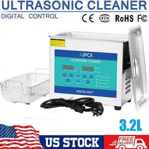 AIPOI Stainless Steel Industry Ultrasonic Cleaner 3.2L Heated Heater w/Timer AIPOI Stainless Steel Industry Ultrasonic Cleaner 3.2L Heated Heater w/Timer