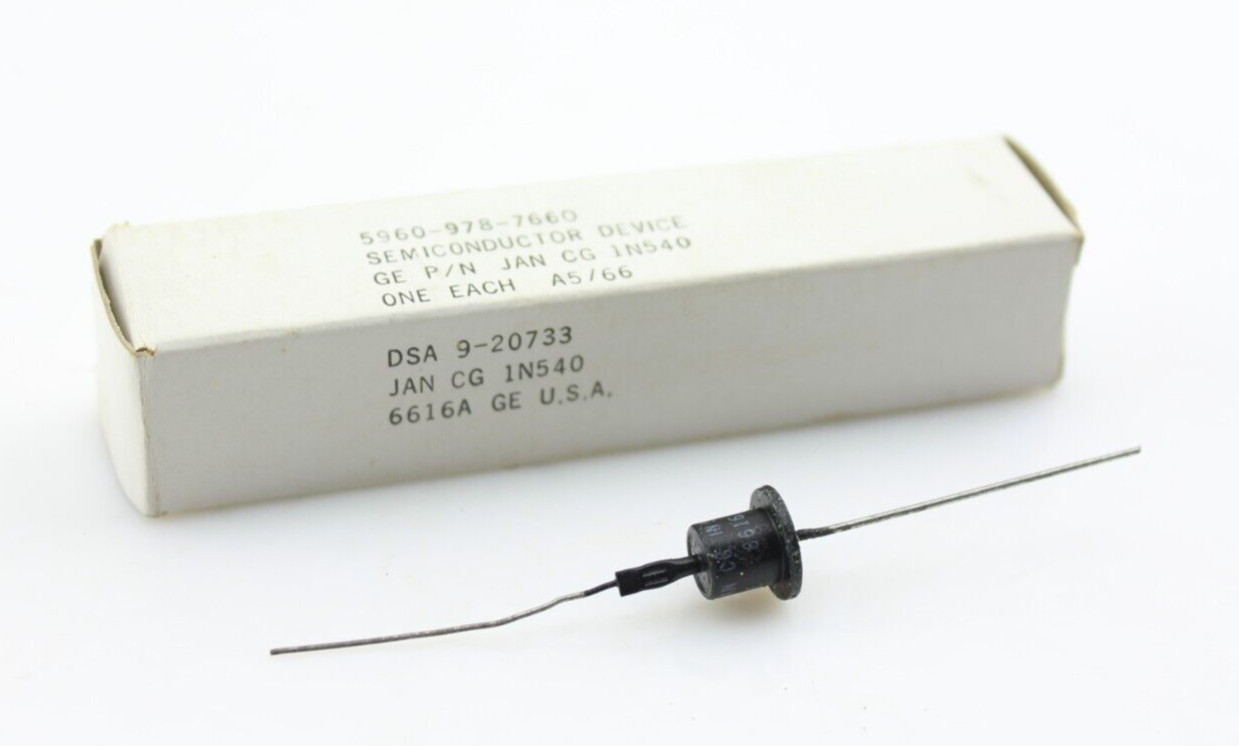 NOS Qty 1 GE JAN CG 1N540 Diode Vintage 1966 5961-978-7660 Military Grade USA NOS Qty 1 GE JAN CG 1N540 Diode Vintage 1966 5961-978-7660 Military Grade USA