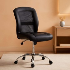 Armless Desk Chair With Mesh Back And Wheels Black picture
