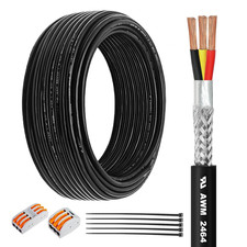 18 Gauge 3 Conductor Shielded Wire 25 FT Pure Copper Core picture