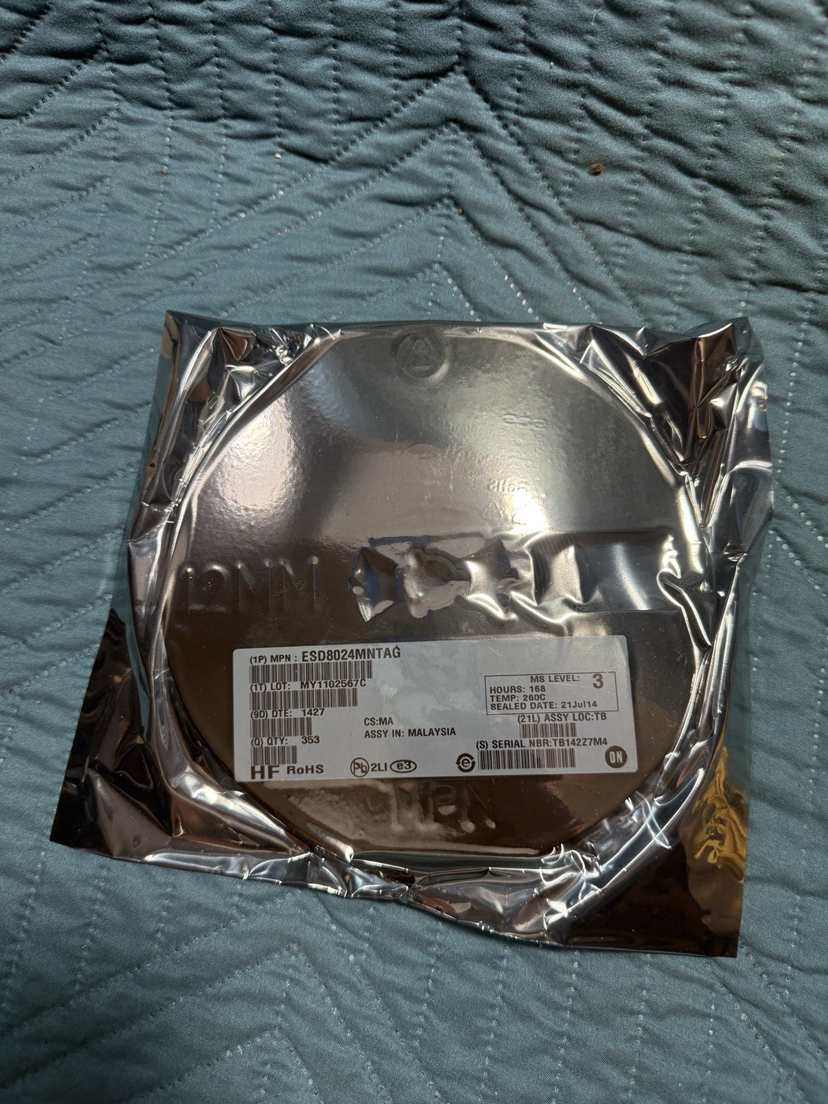 ON Semiconductor ESD8024MNTAG TVS Diode 24-QFN Lot 353 New Sealed Reel