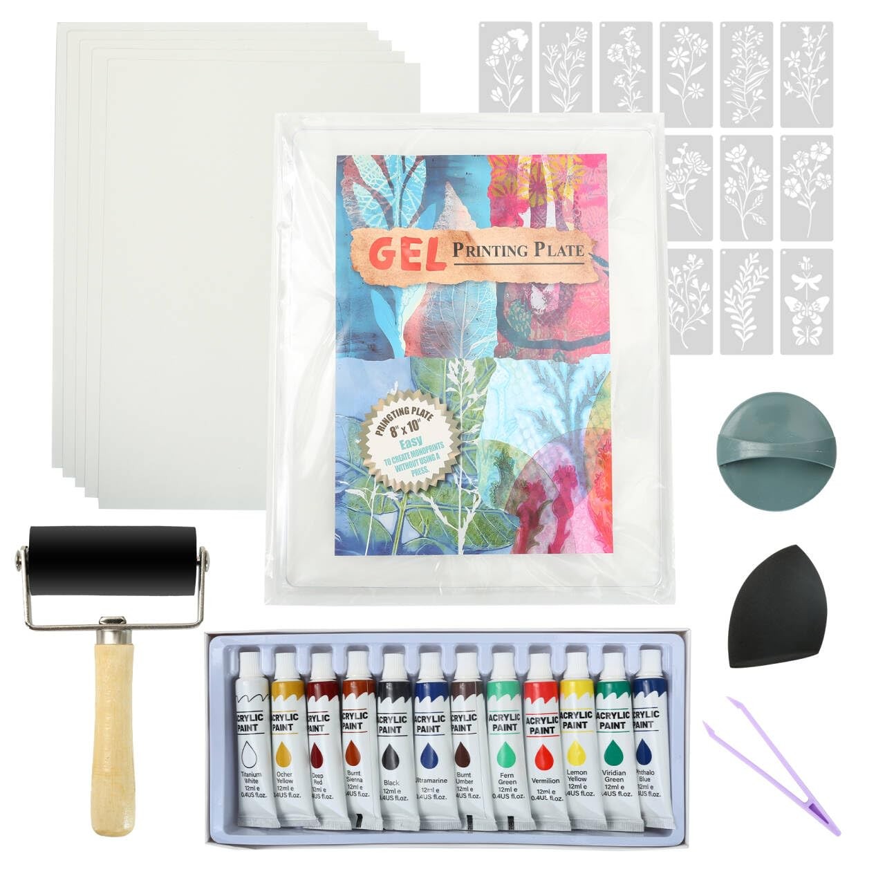 Gel Printing Plate kit - Gel Plate Printing for Mixed Media Art, 8 Gel Printing Plate kit - Gel Plate Printing for Mixed Media Art, 8