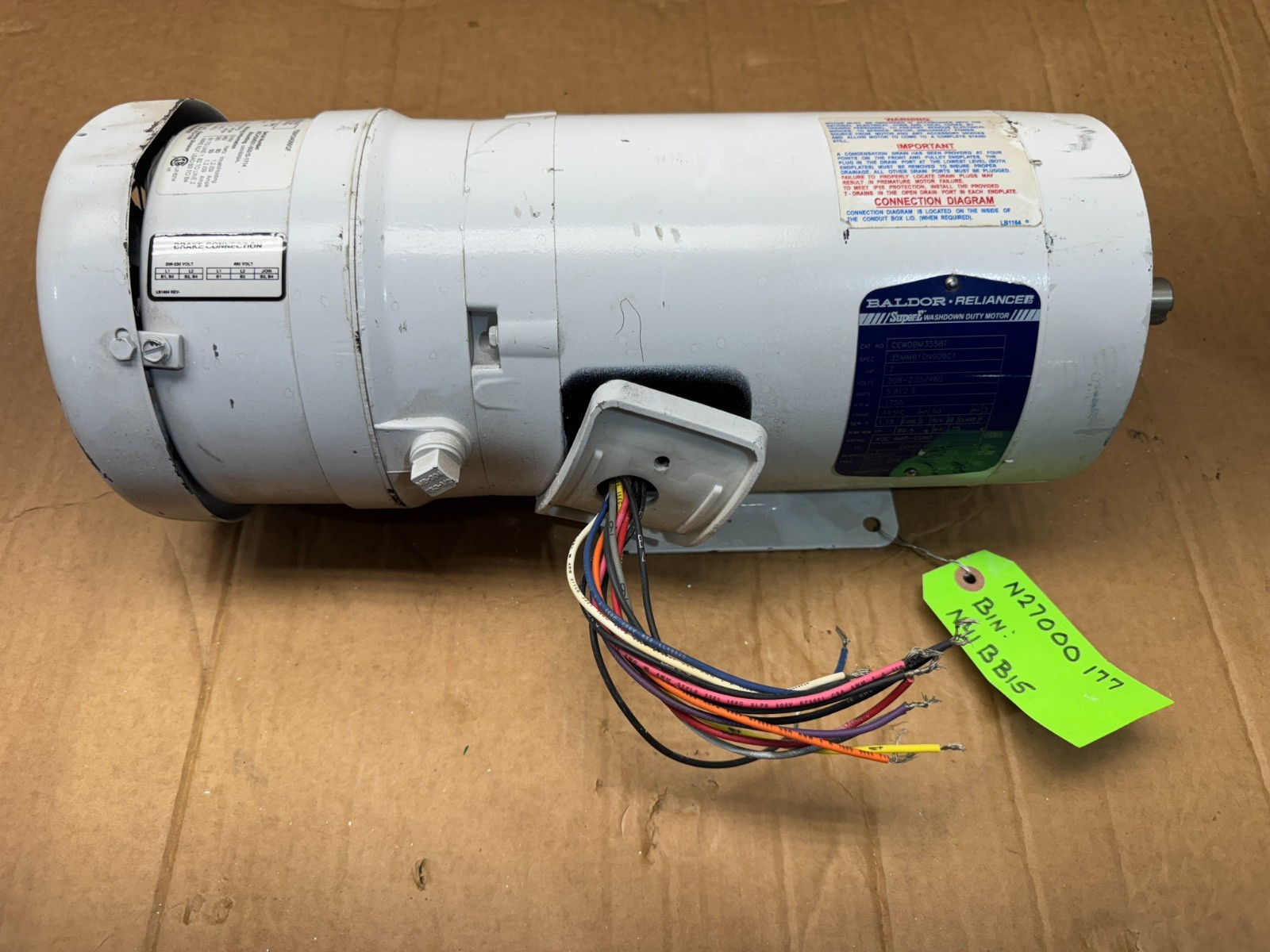 NEW BALDOR 2HP 1755RPM BRAKE MOTOR 145TC FRAME CEWDBM3558T STEARNS 1056134Q0BQF NEW BALDOR 2HP 1755RPM BRAKE MOTOR 145TC FRAME CEWDBM3558T STEARNS 1056134Q0BQF