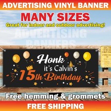 Happy 80th Birthday Advertising Banner Vinyl Sign Custom Name Text Event Holiday picture