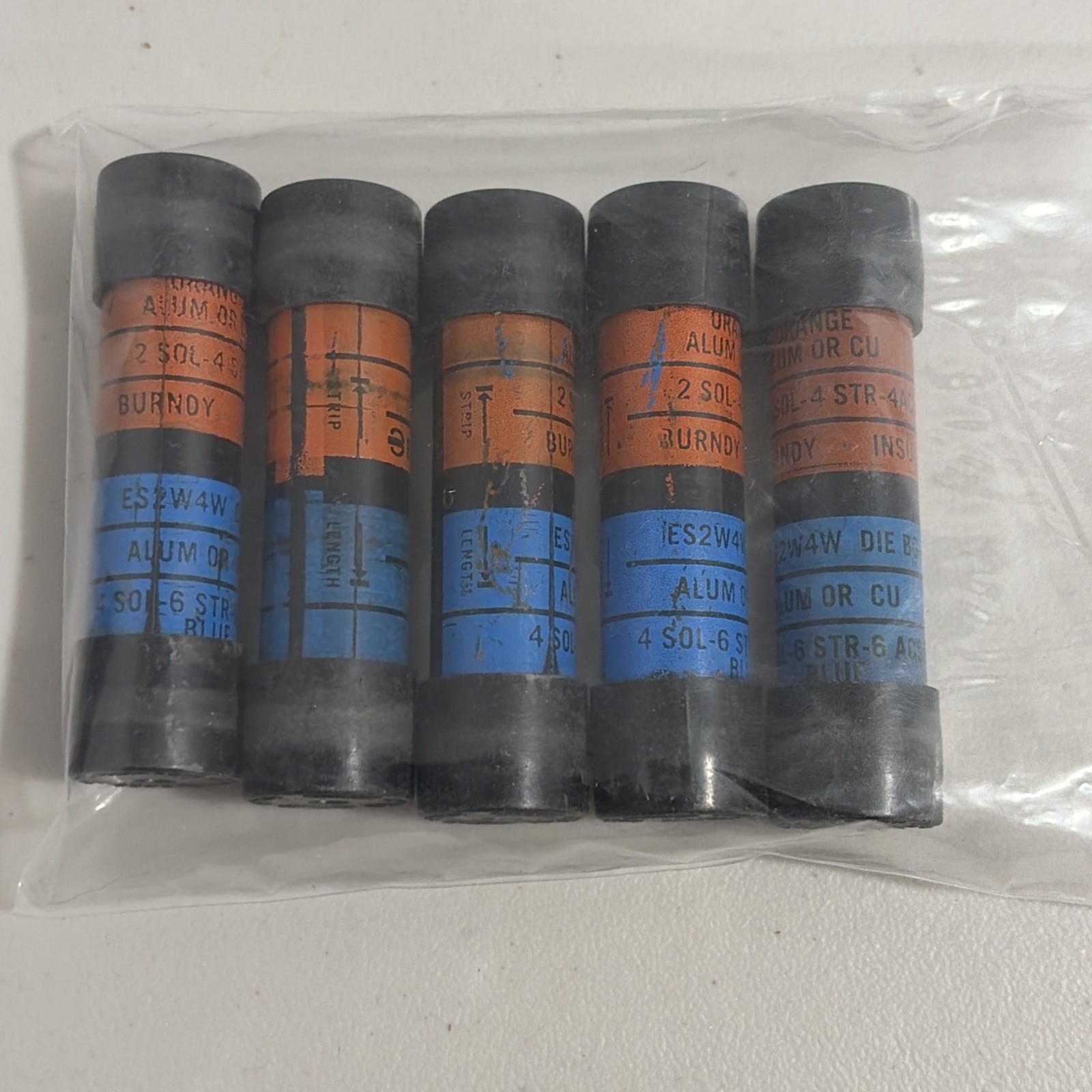 BURNDY ES2W4W Insulated Aluminum Butt Splice Crimp Connector, Pack Of 5