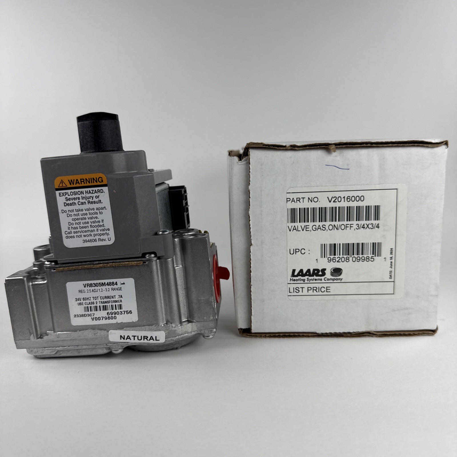 Teledyne Laars V2016000 Combination Gas Valve ON/OFF 3/4x3/4 New