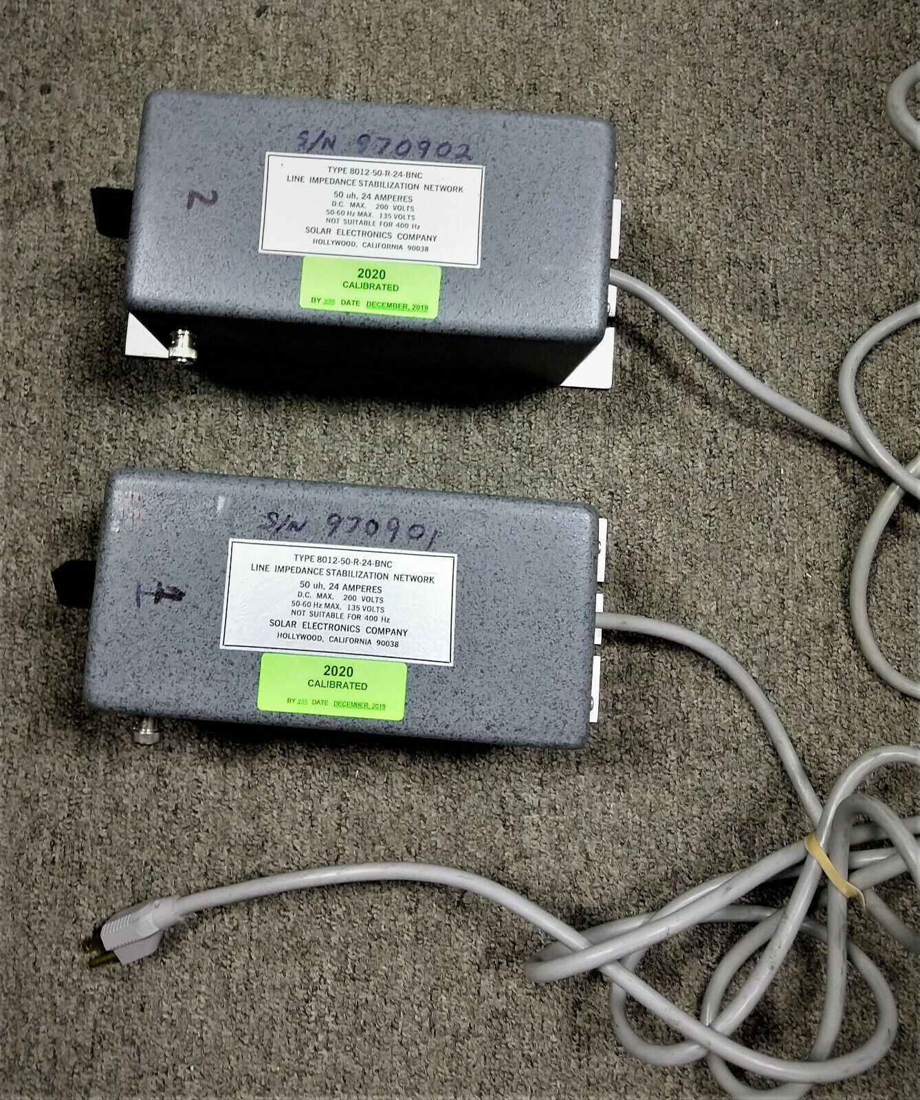 SOLAR ELECTRONICS MODEL 8012-50-R-24-BNC LINE IMPEDANCE STABILIZATION NETWORK