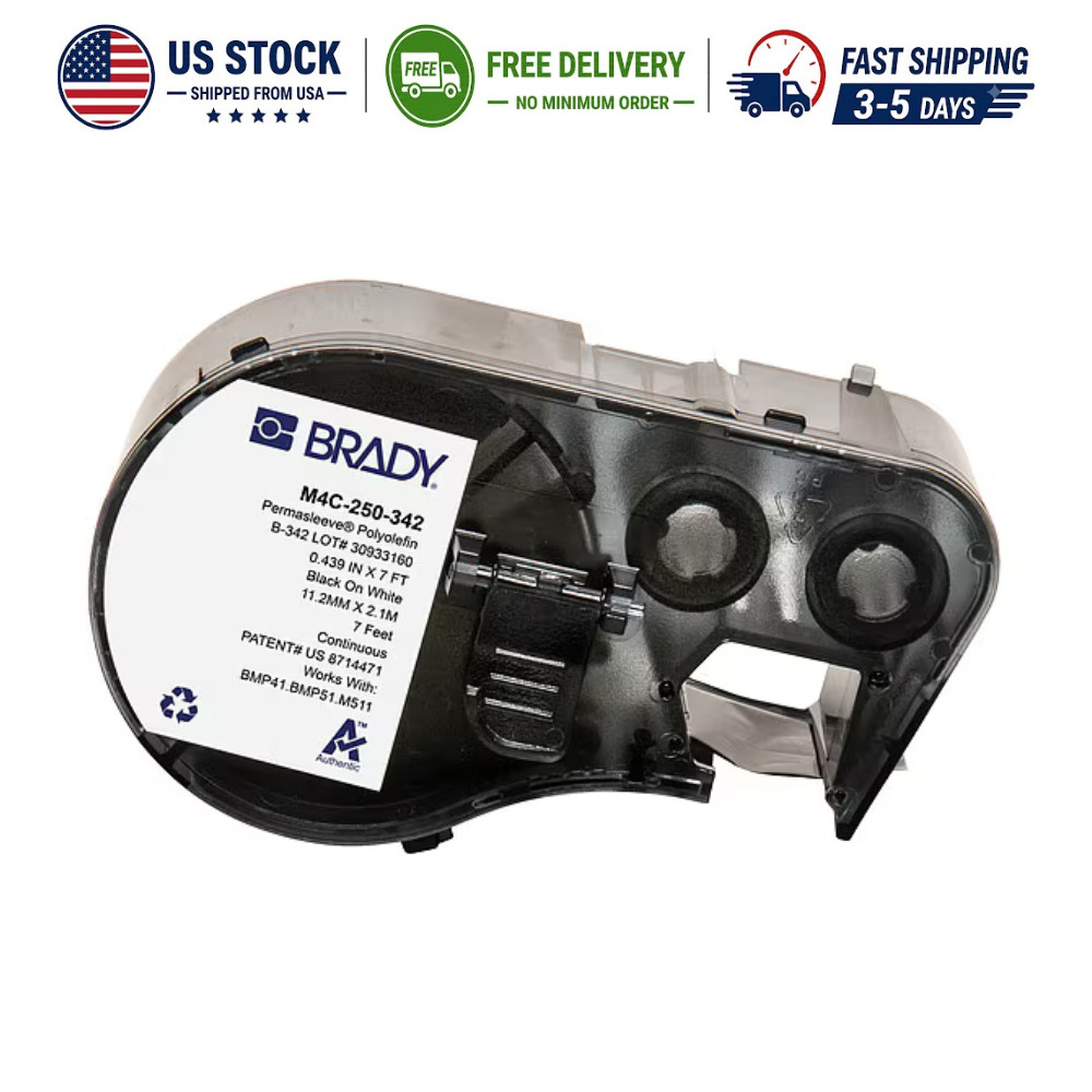 Brady M4c-250-342 Sleeve Label, White, Polyolefin Brady M4c-250-342 Sleeve Label, White, Polyolefin