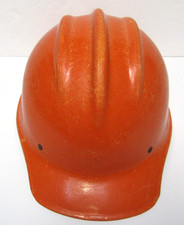 Vintage Original ORANGE Genuine BULLARD 502 FIBERGLASS HARD HAT Iron Worker picture