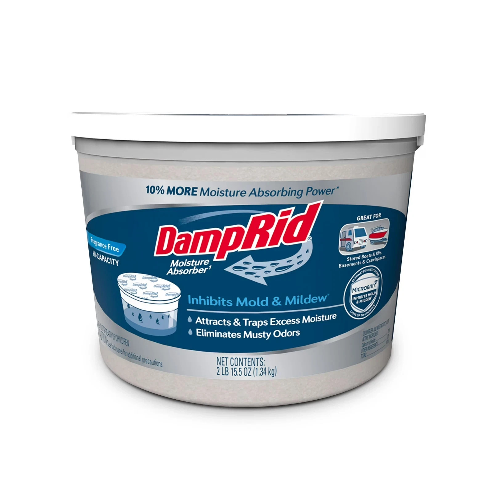 NEW DampRid Hi-Capacity Moisture Absorber – Fragrance Free – 2LB 32 oz