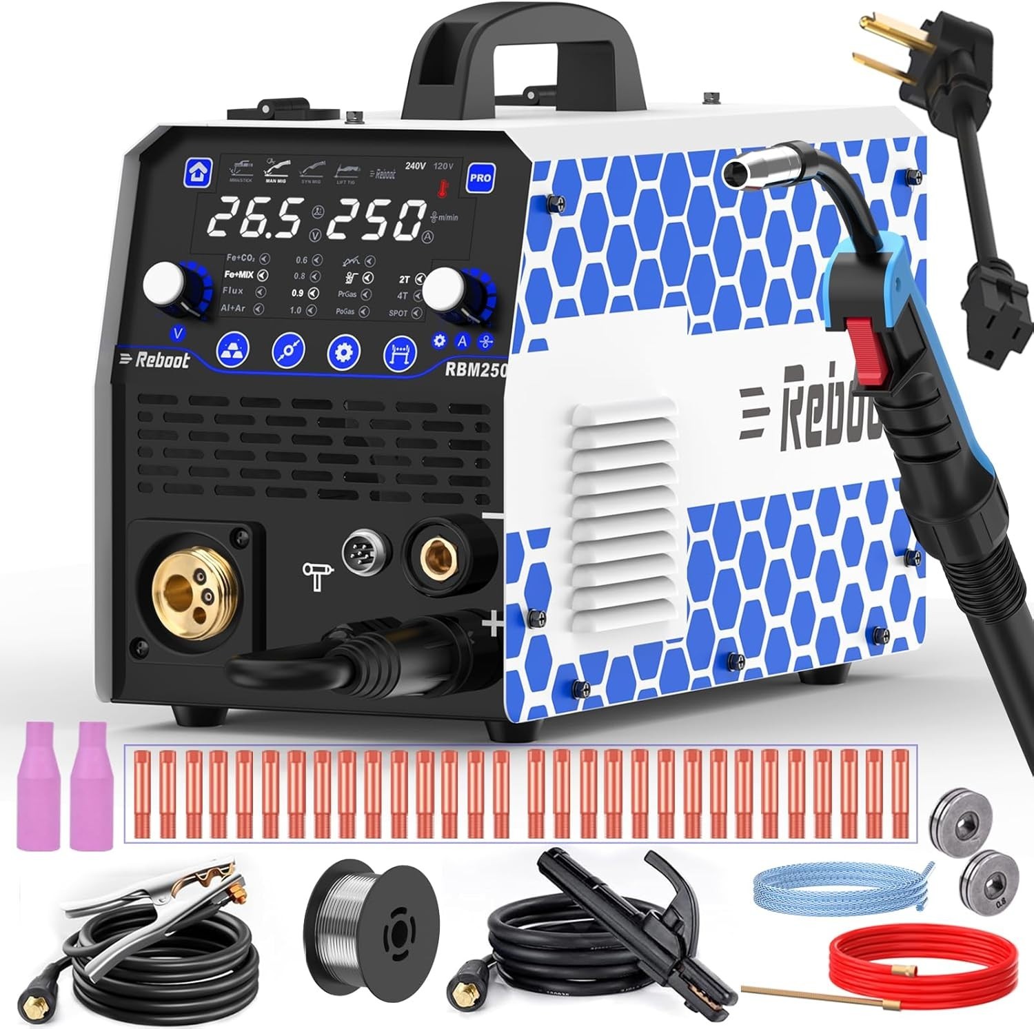 Reboot MIG Welder, 250Amp 6 in 1, 120V/240V Aluminum Multi Process Welding Reboot MIG Welder, 250Amp 6 in 1, 120V/240V Aluminum Multi Process Welding