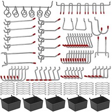 114 pcs Pegboard Hooks Assortment with Metal Hooks Sets, Pegboard Bins, Peg L... picture