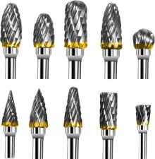 10PCS Tungsten Carbide Rotary Burr Set Double Cut Grinding Head 1/8 In (3mm) Sha picture