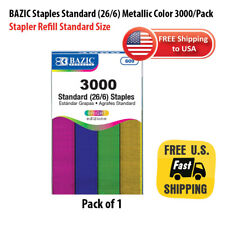 BAZIC Staples Standard (26/6) Metallic Color 3000/Pack, Stapler Refill picture