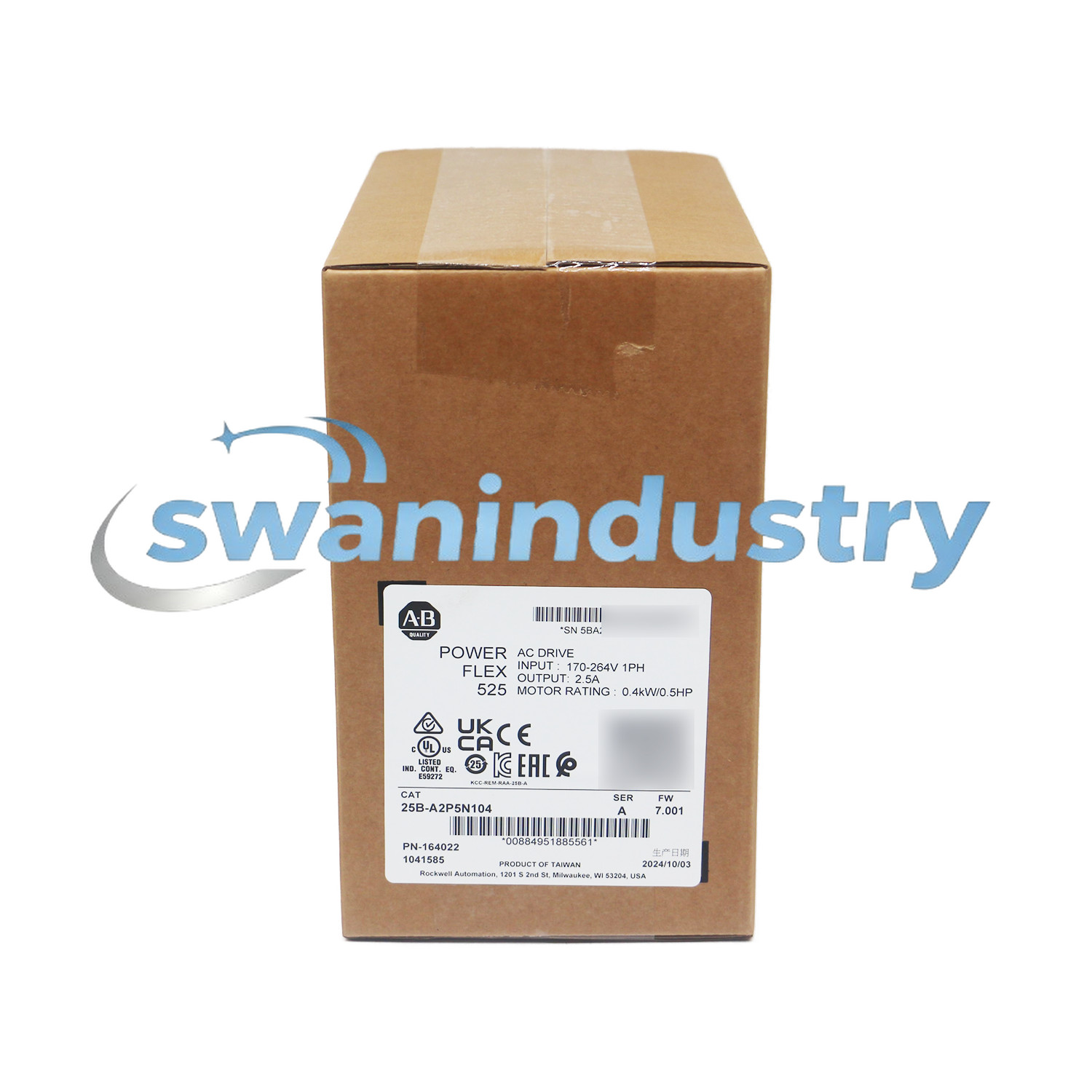 2025 Brand New 25B-A2P5N104 Allen Bradley PowerFlex 525 0.4kW (0.5Hp) AC Drive 2025 Brand New 25B-A2P5N104 Allen Bradley PowerFlex 525 0.4kW (0.5Hp) AC Drive