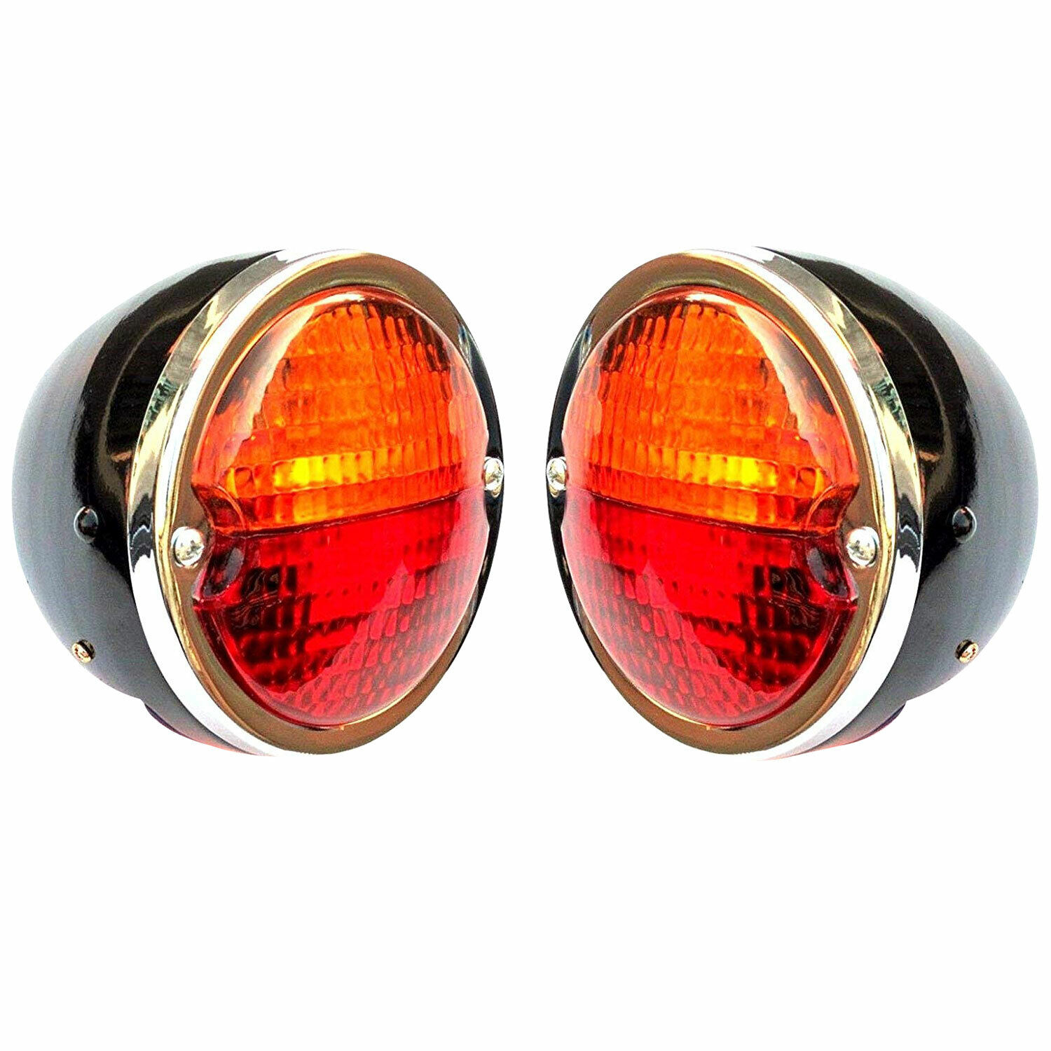 Tail Light Black Body Chrome Ring Lens Amber Red Jeep Willy MF John Deer Tractor