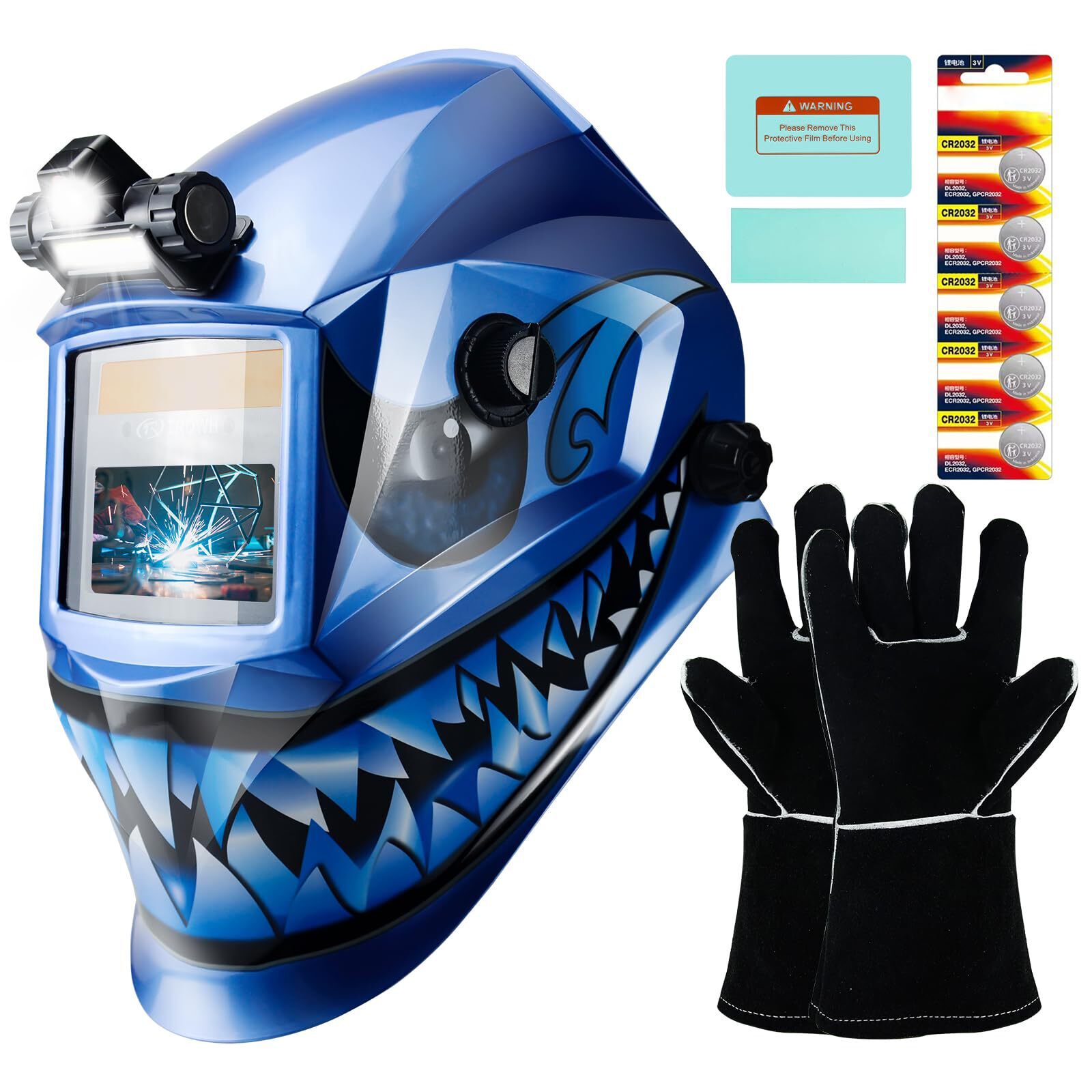 TRQWH True Color Auto-Darkening Welding Helmet with LED Light & Grind Mode TRQWH True Color Auto-Darkening Welding Helmet with LED Light & Grind Mode