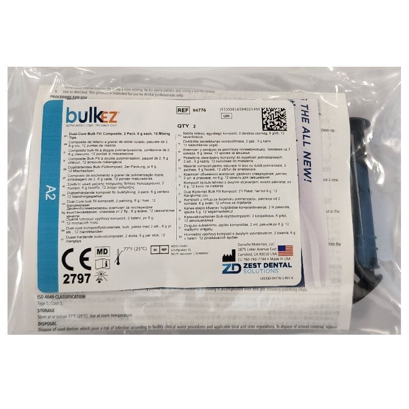 *1-Pack* Zest Dental Bulk EZ Dual-Cure Bulk Fill Composite A2 Refill 6g 94776 *1-Pack* Zest Dental Bulk EZ Dual-Cure Bulk Fill Composite A2 Refill 6g 94776