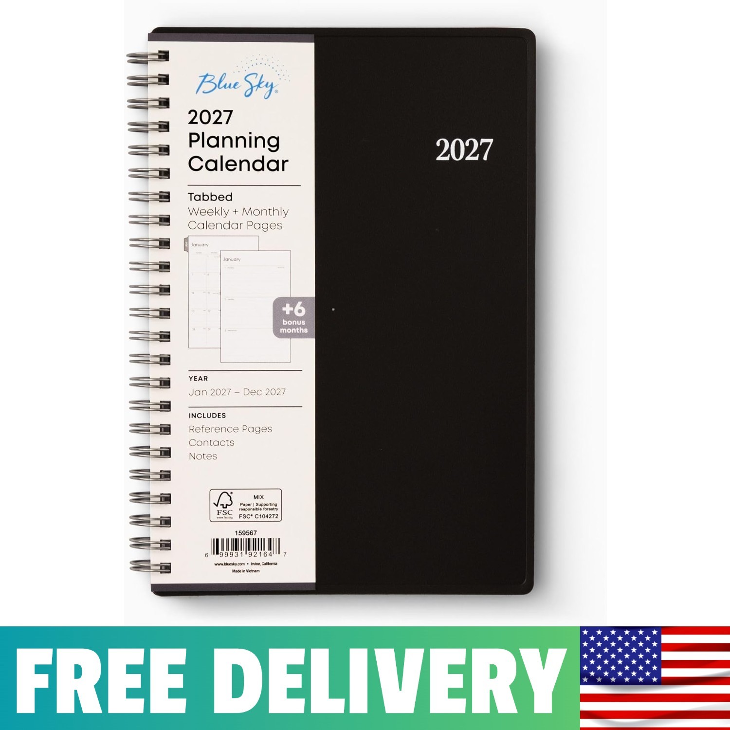 Blue Sky 2027 Weekly and Monthly Planner Calendar, Includes January 2027 - Decem