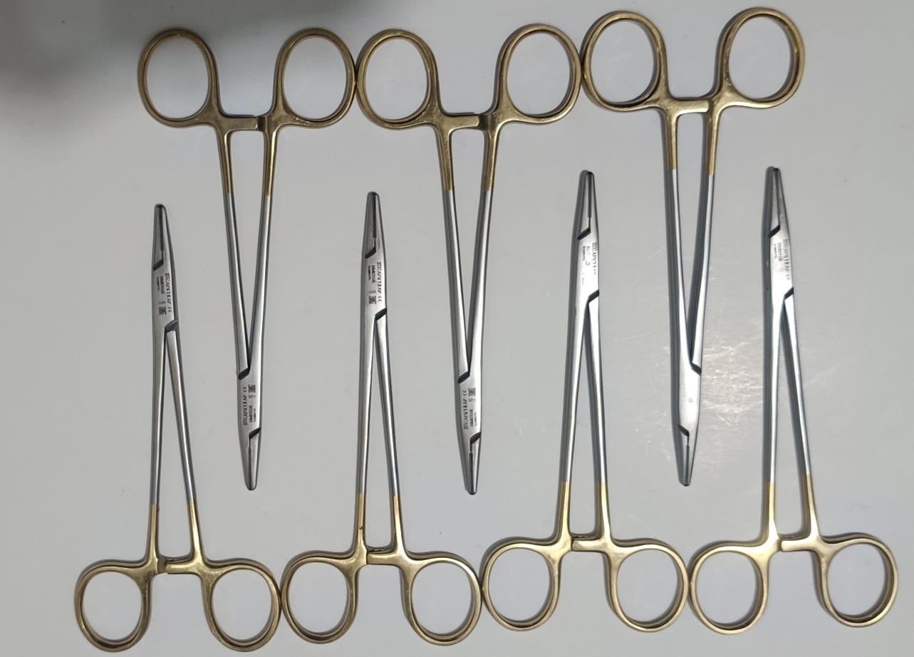 7X AESCULAP BM016R Durogrip Crile Wood TC Tungsten Carbide Needle Holders 7X AESCULAP BM016R Durogrip Crile Wood TC Tungsten Carbide Needle Holders