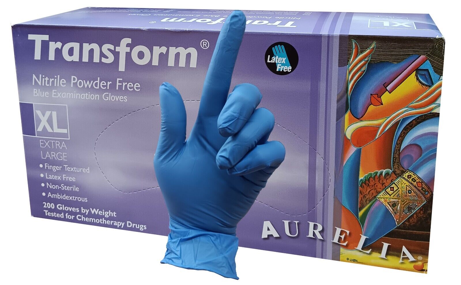 2000pcs Aurelia Transform Nitrile Gloves Transblue, 200pc/Bx (SPECIAL PRICE)
