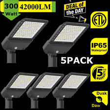 5 Pack 300Watt LED Parking Lot Light with Photocell,LED Shoebox Lights with Slip picture