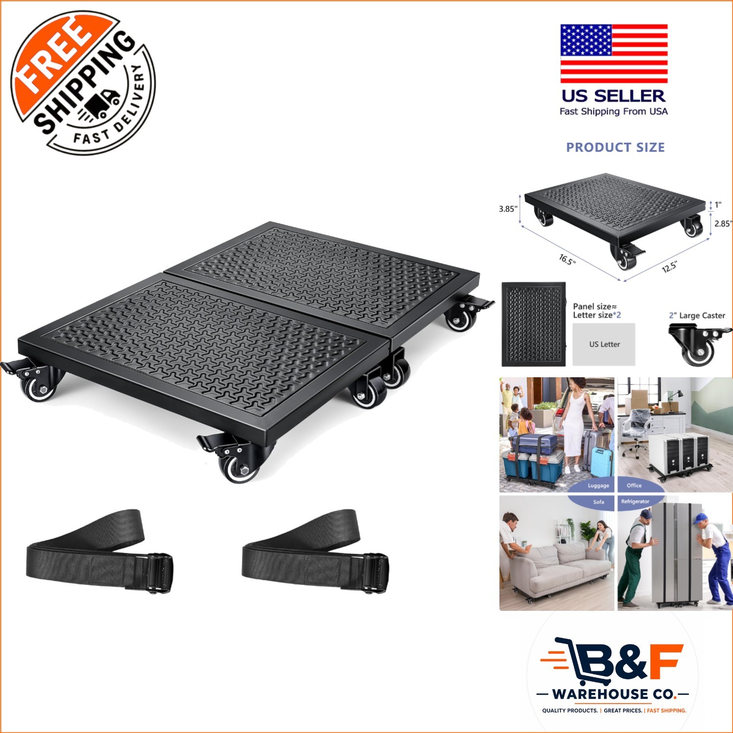 Versatile Heavy Duty Dolly with 2000 lbs Capacity - Moves Safes & Appliances