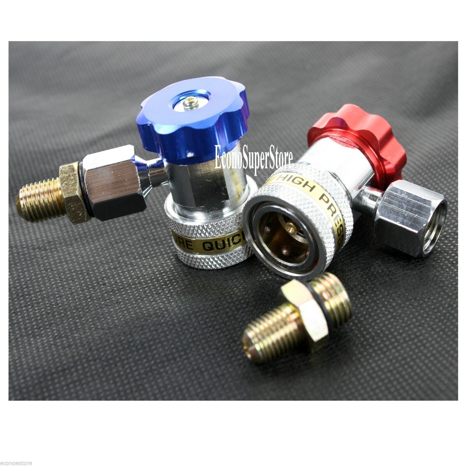 1 Pair Adjustable AC R134a High Low Quick Coupler Connector Adapter 1/4 1 Pair Adjustable AC R134a High Low Quick Coupler Connector Adapter 1/4