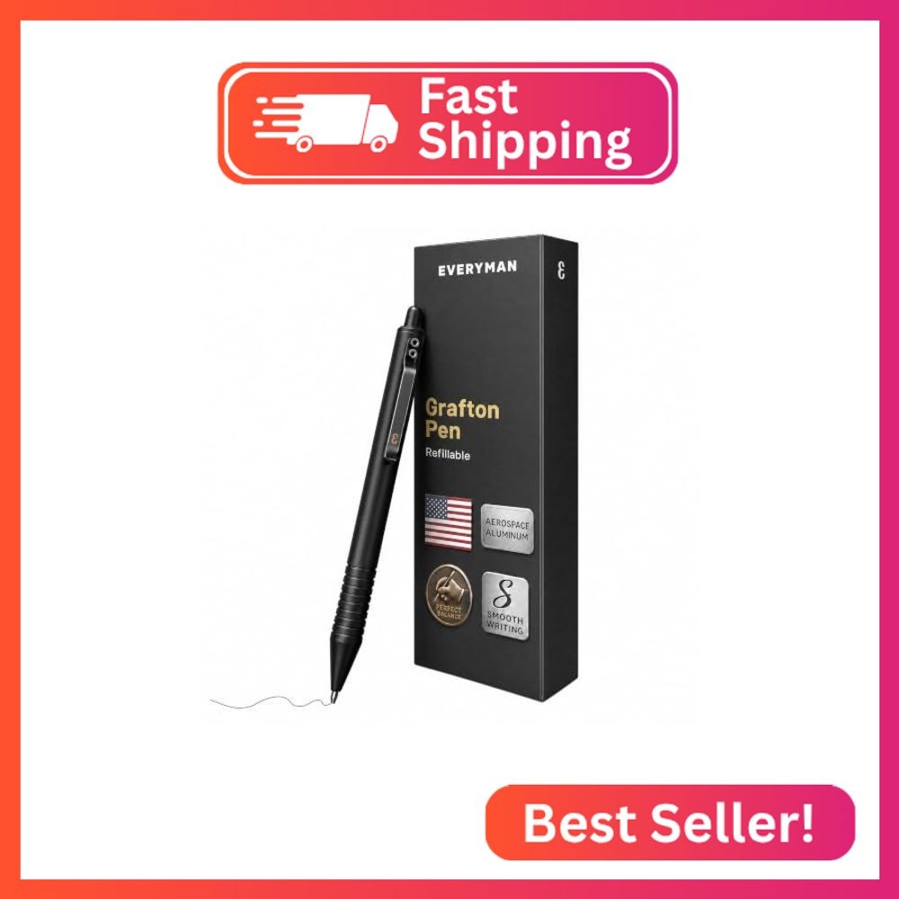 Everyman EDC Grafton Black Full Click Refillable 0.7mm Metal Gel Ink Pen Everyman EDC Grafton Black Full Click Refillable 0.7mm Metal Gel Ink Pen