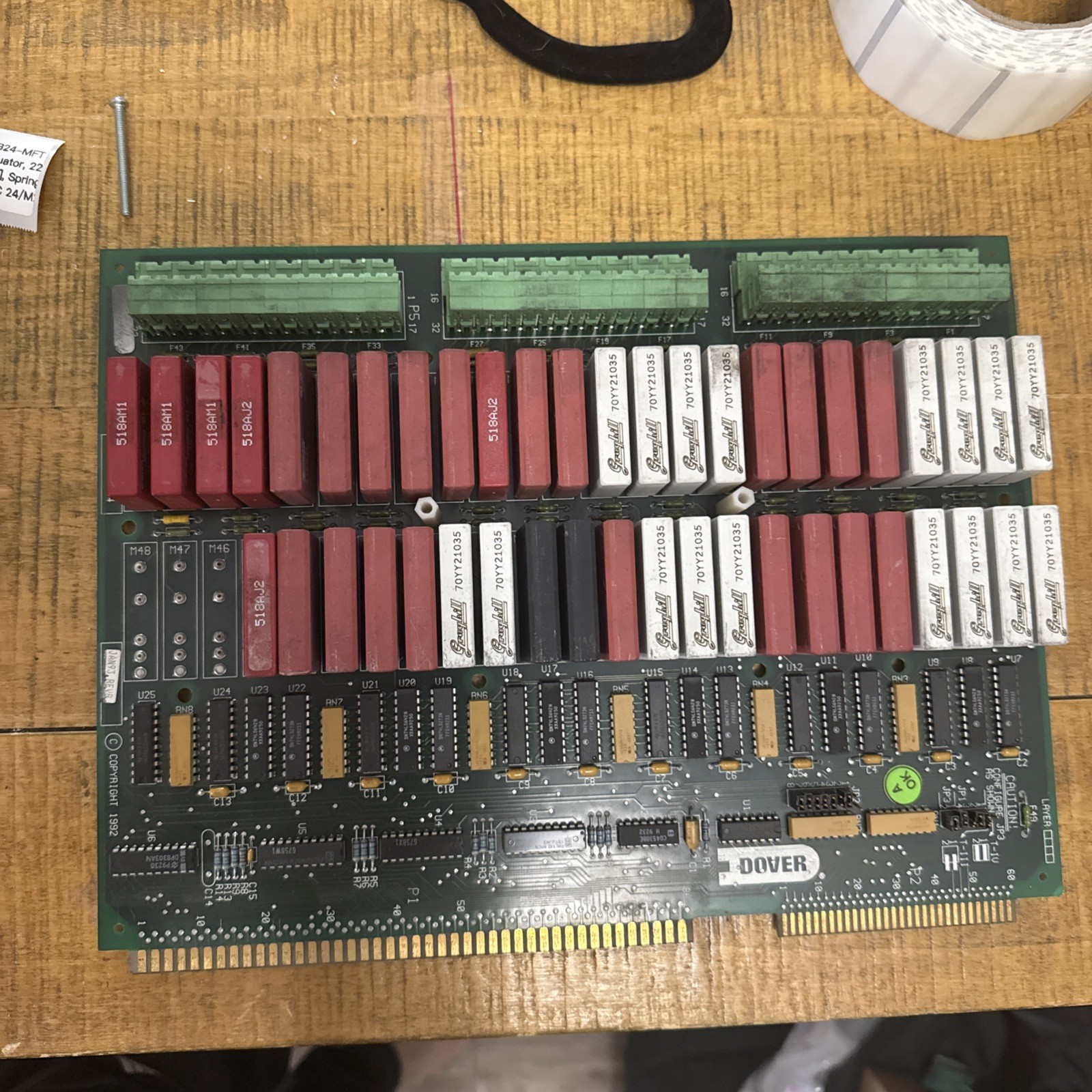 Dover Elevator 6300CN4 I/O Board ASSY Logic Card w/ Grayhill 70YY21035 Relays/F2 Dover Elevator 6300CN4 I/O Board ASSY Logic Card w/ Grayhill 70YY21035 Relays/F2