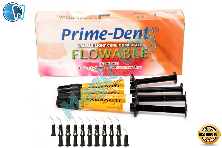 Prime-Dent Flowable Light Cure Dental Composite 4 Syringe Kit - A2 #004-010A2 Prime-Dent Flowable Light Cure Dental Composite 4 Syringe Kit - A2 #004-010A2