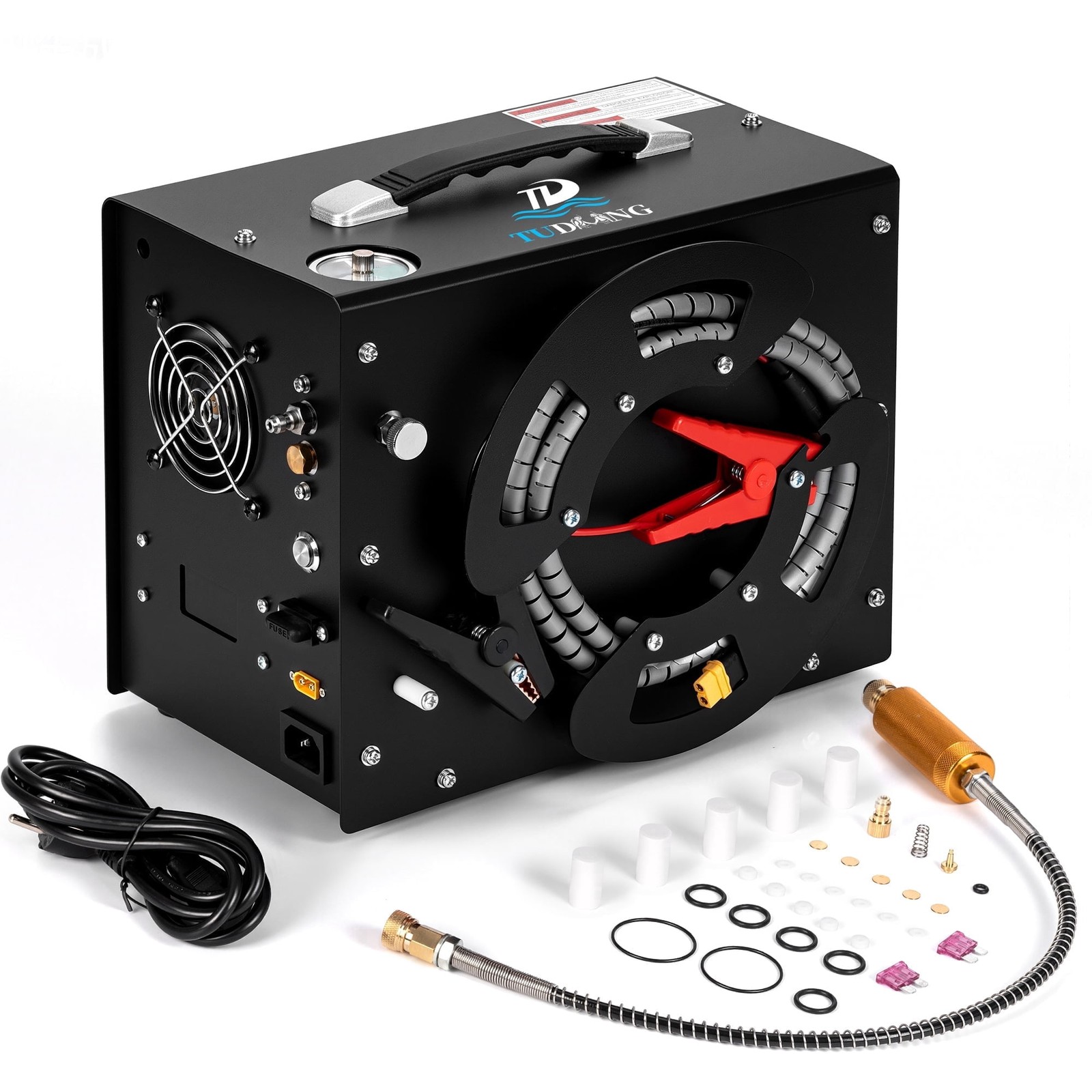 TUDIVING 4500 PSI PCP Air Compressor, Auto-Stop Inflation, Dual Power 12V TUDIVING 4500 PSI PCP Air Compressor, Auto-Stop Inflation, Dual Power 12V