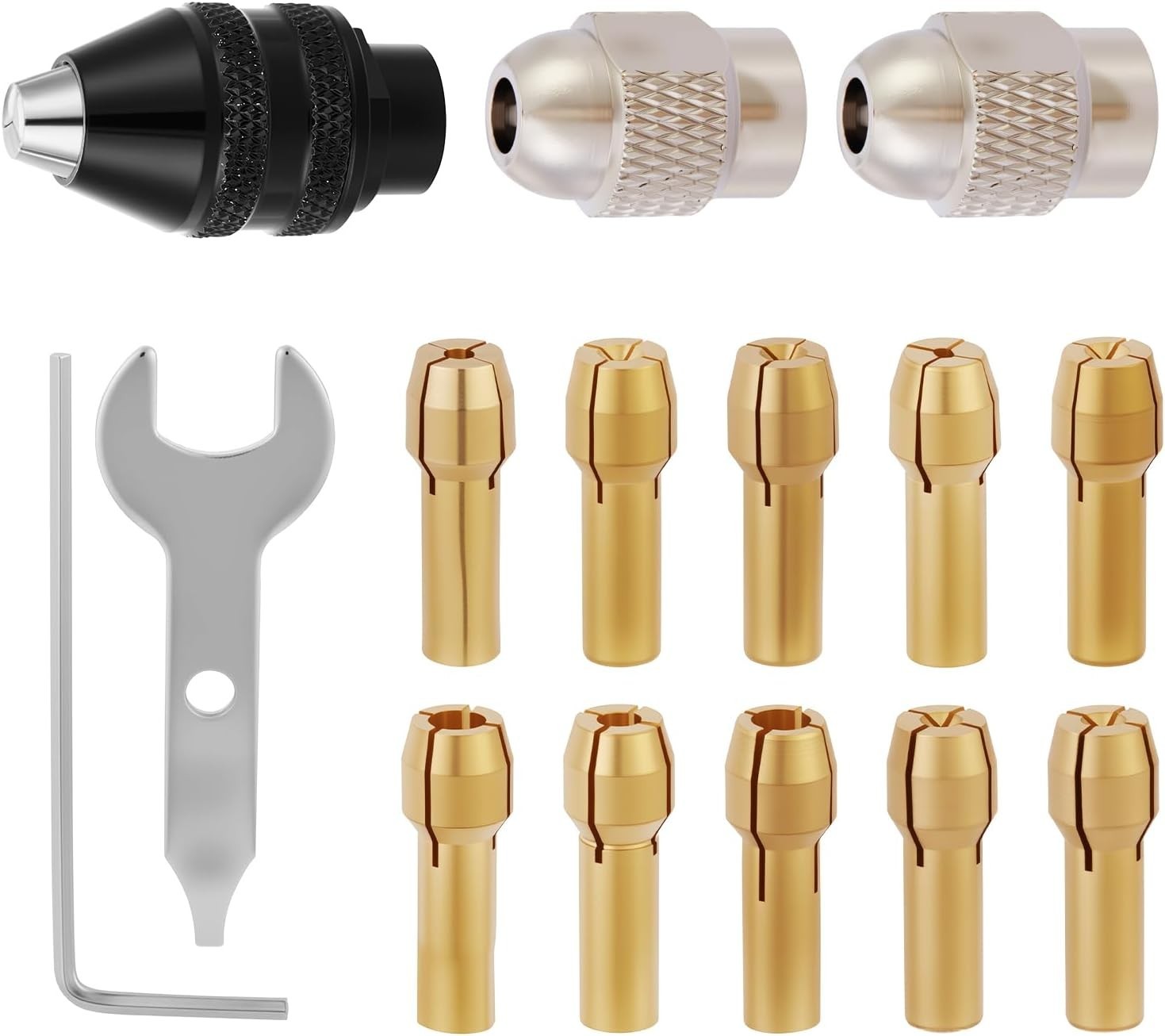15PCS Keyless Drill Chuck Collet Set 1/32