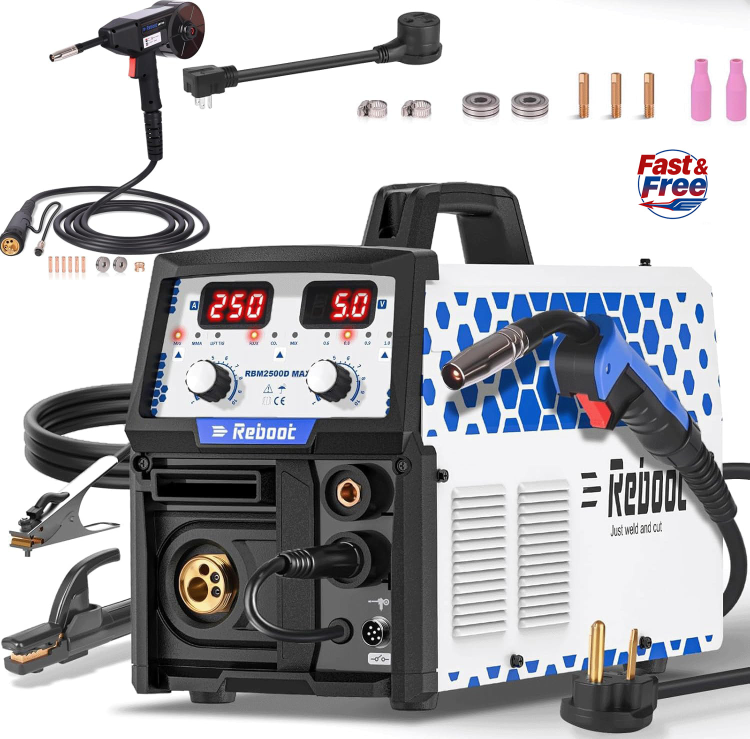 Reboot RBM2500D MAX with Spool Gun Compatible for Aluminum,Lift TIG, MIG Reboot RBM2500D MAX with Spool Gun Compatible for Aluminum,Lift TIG, MIG