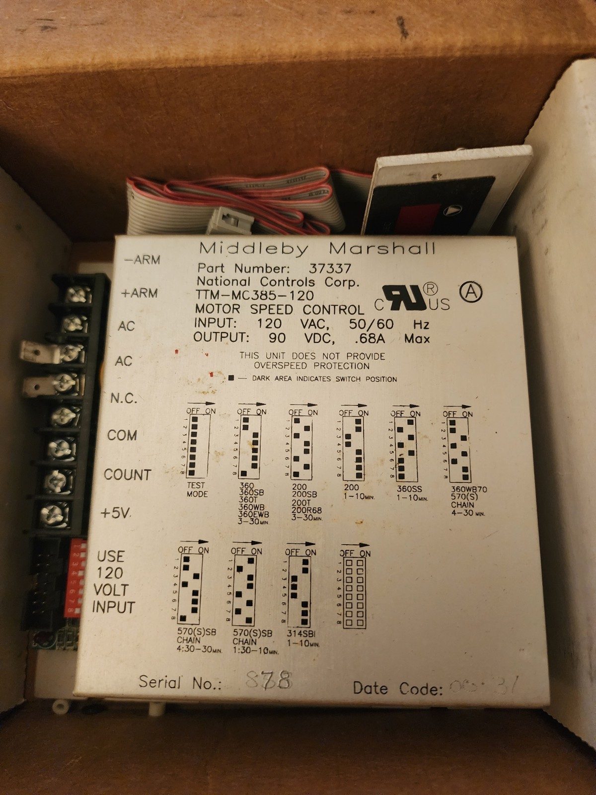 Middleby marshall Speed control board w/dig. readout Middleby marshall Speed control board w/dig. readout