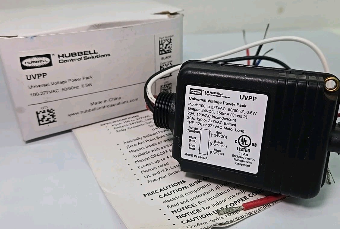 Hubbell UVPP Universal Voltage Power Pack, 100-277VAC, 50/60Hz, 6.5W Hubbell UVPP Universal Voltage Power Pack, 100-277VAC, 50/60Hz, 6.5W