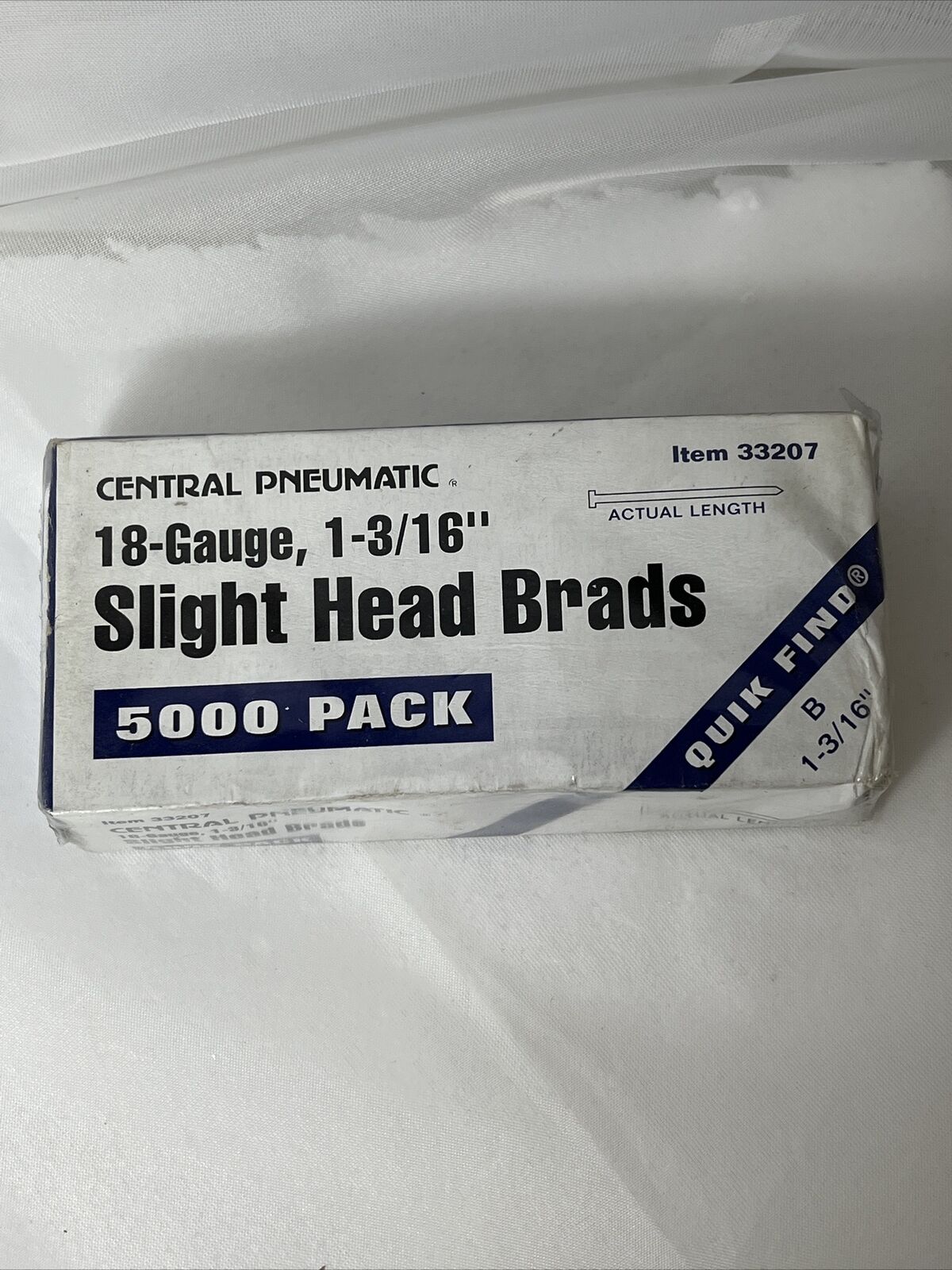 Central Pneumatic 18 Gauge 1-3/16” Slight Head Brads Unopened Box Item 33207