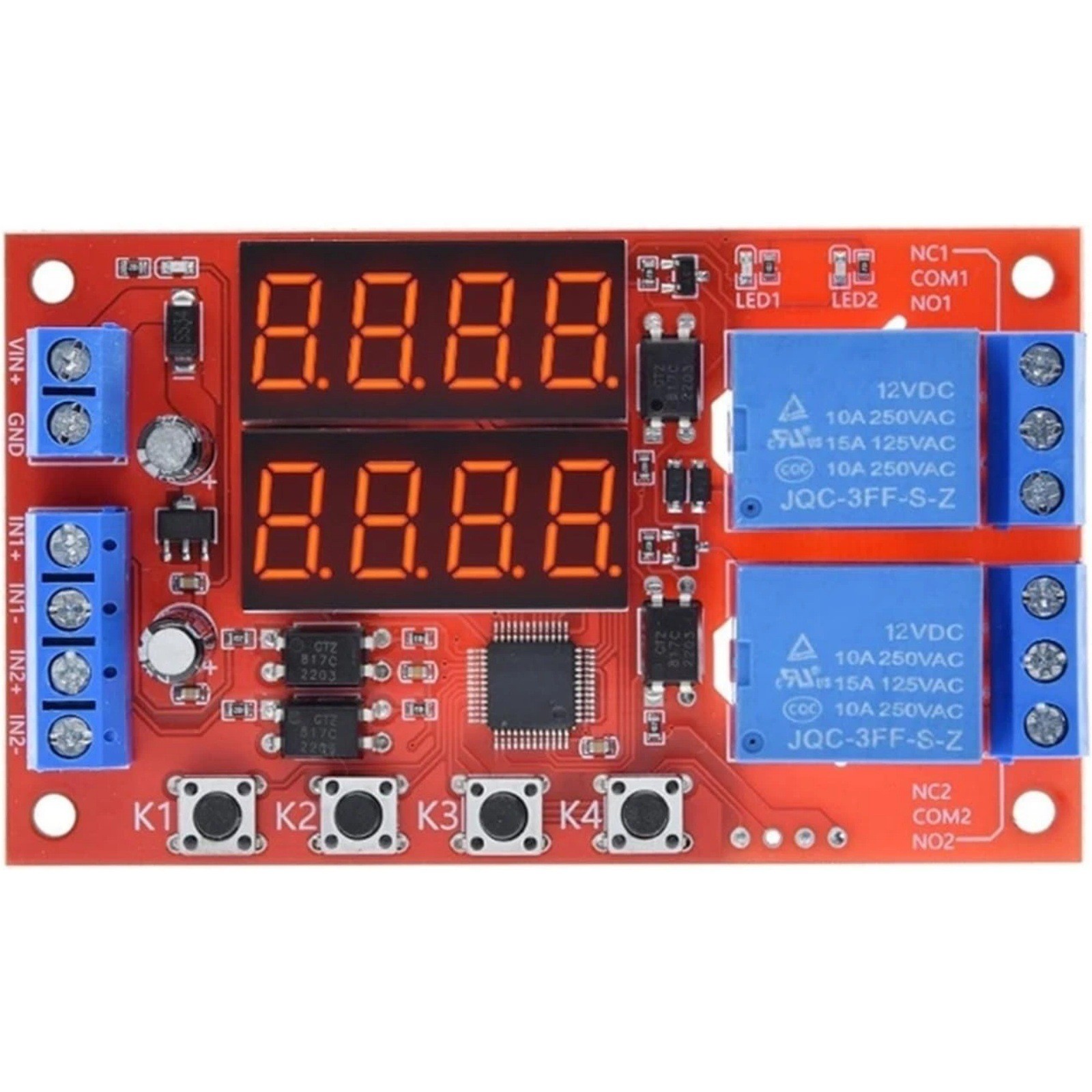 Adjustable Dual Relay Timer Module 12 Volt 10 Amp 32 Mode Delay Switch Board Adjustable Dual Relay Timer Module 12 Volt 10 Amp 32 Mode Delay Switch Board