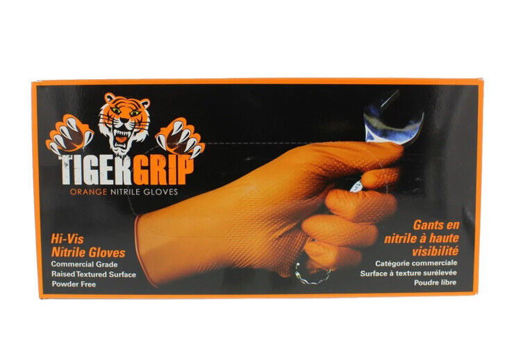 Tiger Grip Orange Superior Grip Disposable Nitrile Gloves, XL Box of 90 NEW