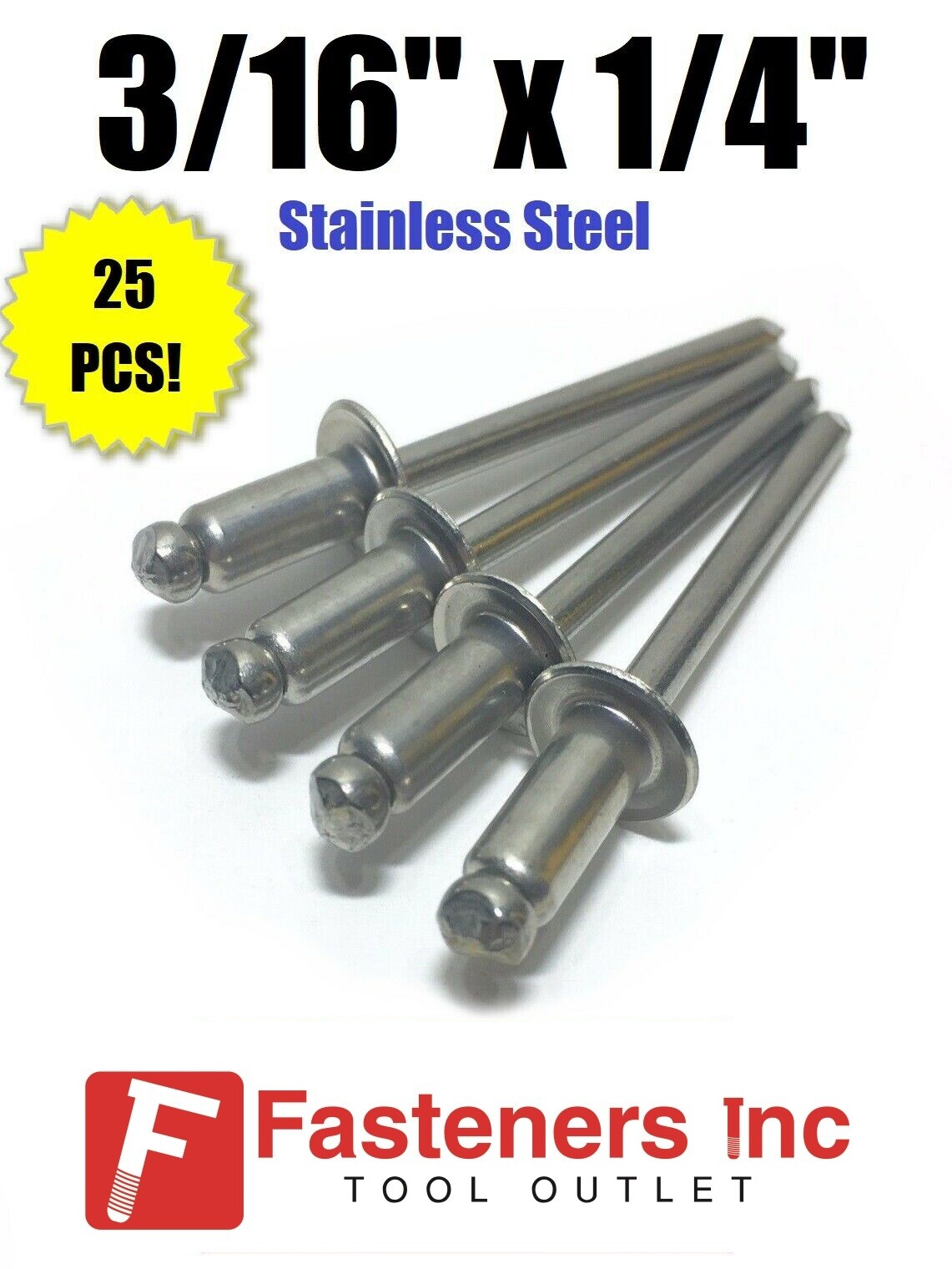(Qty 25) POP Rivets ALL Stainless Steel 6-4 3/16 x 1/4 Grip (Total Qty 25)