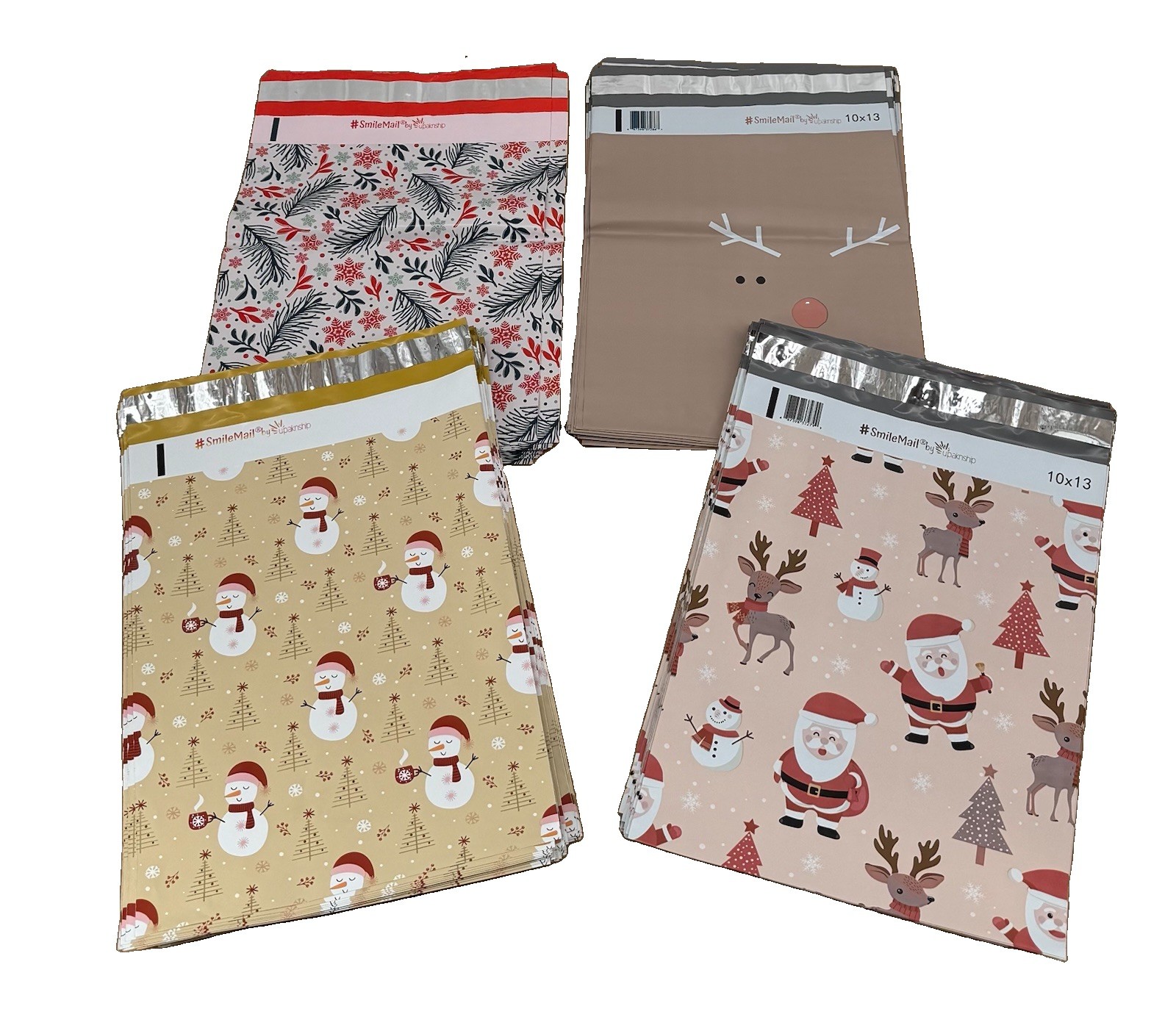 UpakNShip #SmileMail Christmas Poly Mailers Santa Snowman Reindeer Lot 225 UpakNShip #SmileMail Christmas Poly Mailers Santa Snowman Reindeer Lot 225