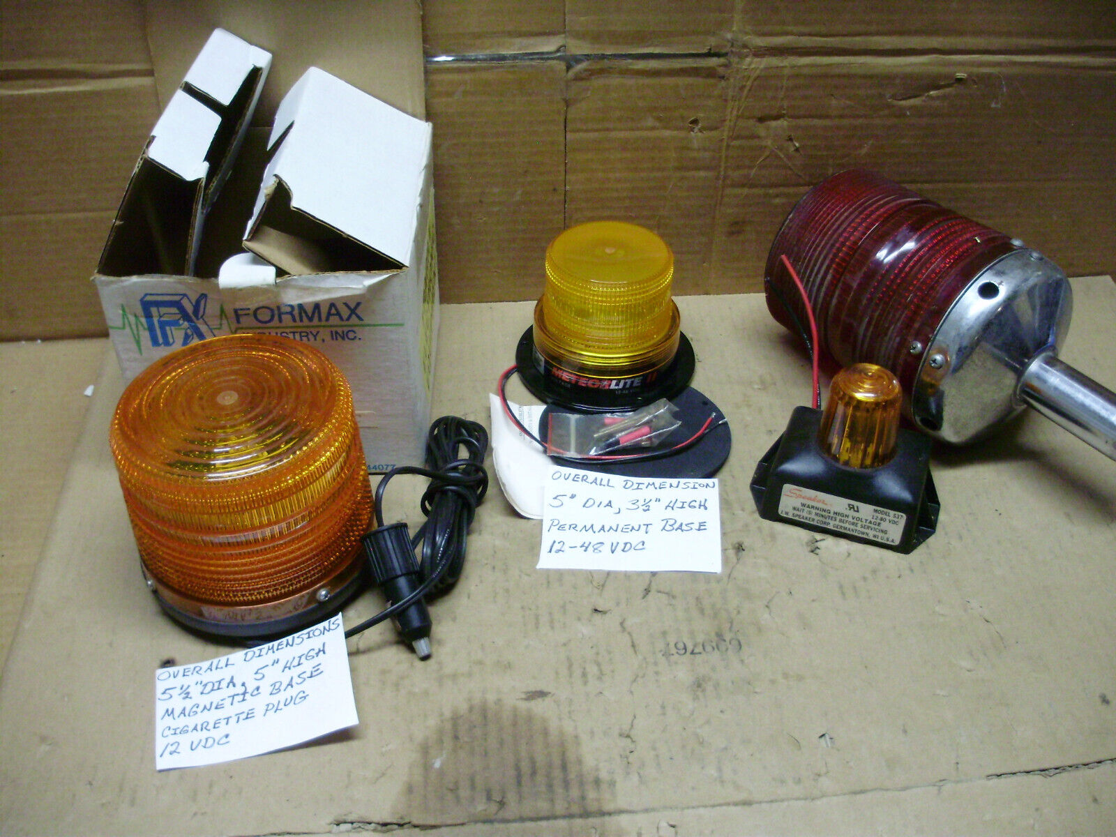 JW Speaker 537, Formax, MeteorLite DC Voltage Red / Orange / Amber Strobe Lights