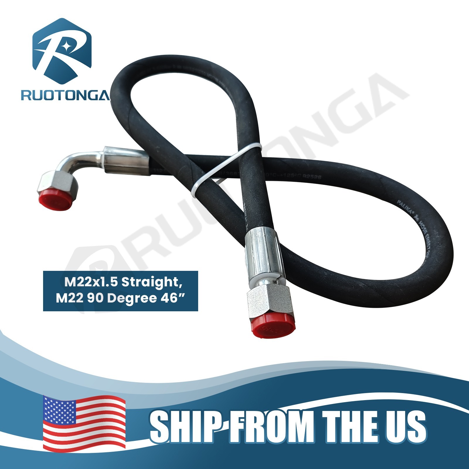 M22x1.5 Excavator Hydraulic Hose Straight+90°Elbow 1/2 M22x1.5 Excavator Hydraulic Hose Straight+90°Elbow 1/2