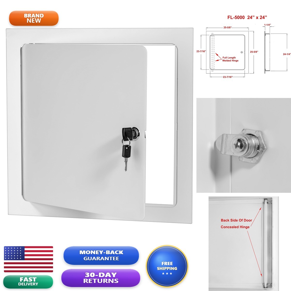 Premier Flush Access Panel 24x24 Steel FL-5000 Screwdriver Latch Premier Flush Access Panel 24x24 Steel FL-5000 Screwdriver Latch