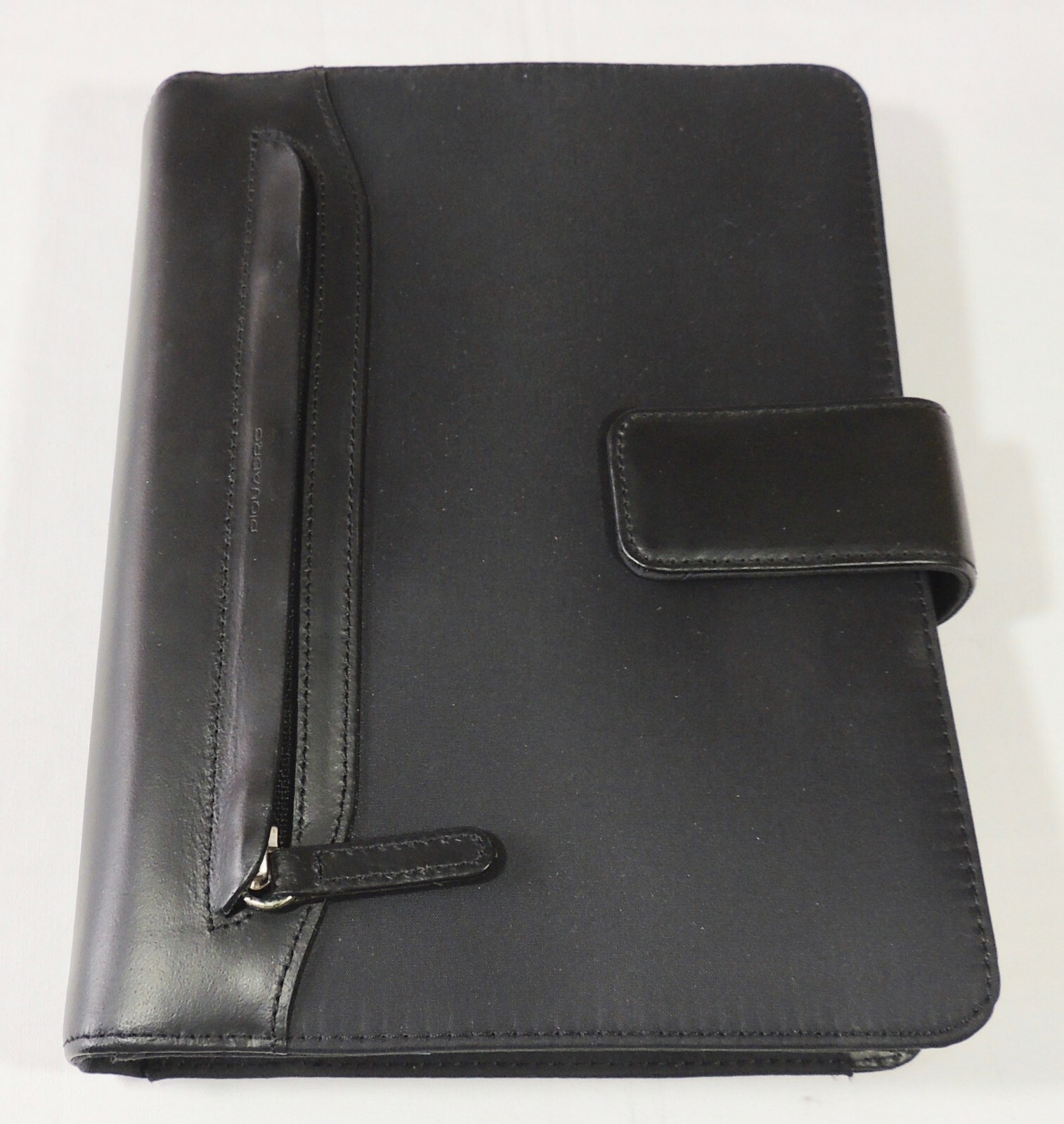 Piquadro Black Millennium Collection Leather Trim Agenda Planner Organizer New