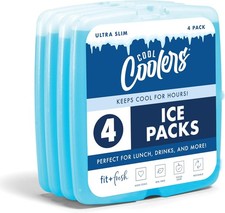 Fit Fresh 4 Pack Slim Ice Packs Quick Freeze Reusable for Lunch Boxes Blue picture