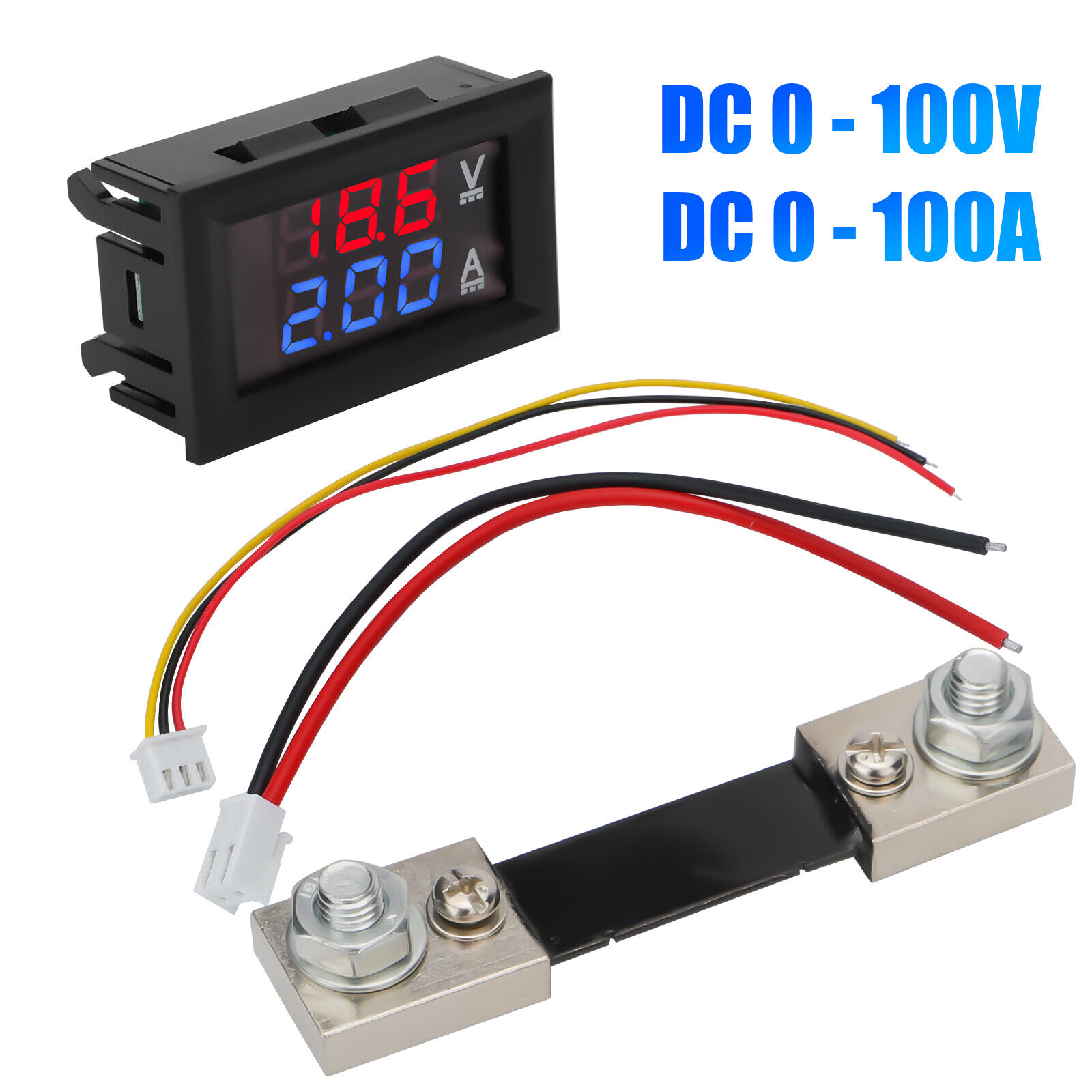 DC 100V 100A Digital Voltmeter Ammeter Dual LED display Volt Amp Meter w/ Shunt